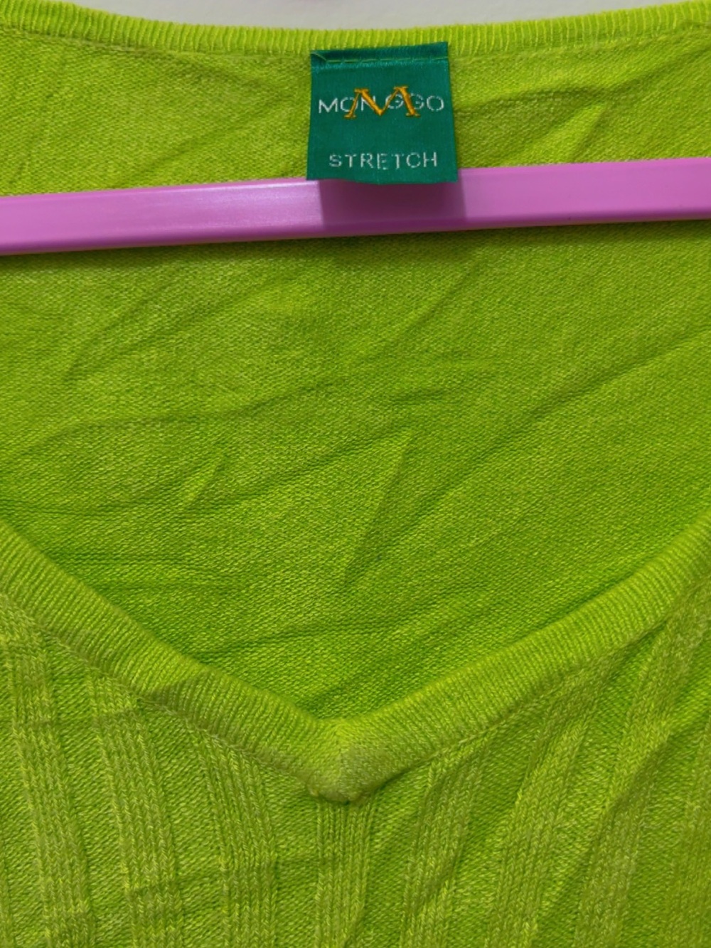 monaco Lime Green V-Neck Three-Quarter Sleeve Knit Top - Picture 2 of 4